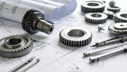 Mechanical gear equipment and drafting tools are essential for precise research and design work in engineering projects and technical development