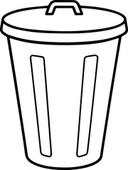 trash can outline vector illustration line art coloring book page