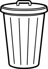 trash can outline vector illustration line art coloring book page