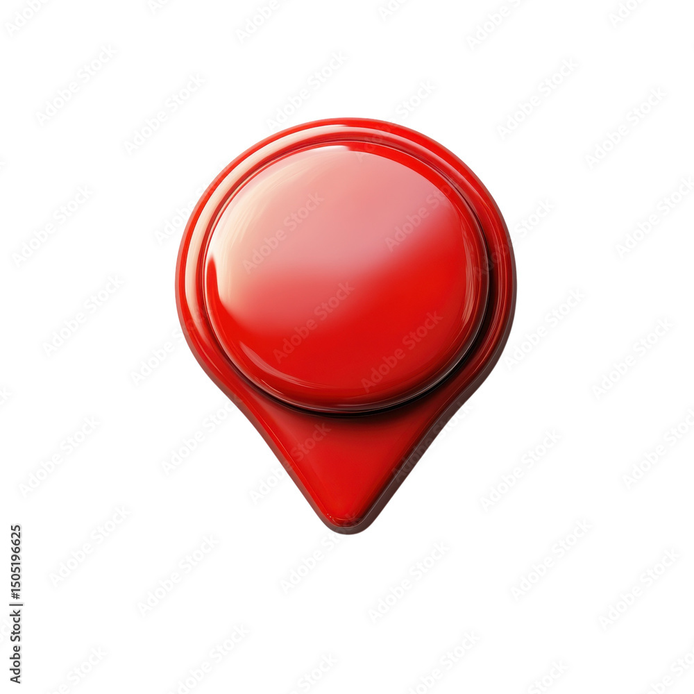 Poster guiding vibrant red map pin marking a location with precision a signal on on transparent background