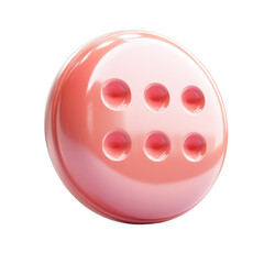 Fototapeta premium A smooth peach colored sphere revealing six vibrant crimson bubbles in a on transparent background