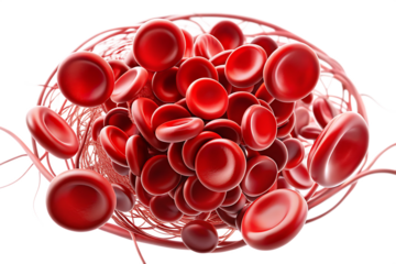 Red blood cells cluster isolated on a white background png ai generated