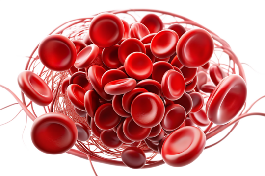 Red blood cells cluster isolated on a white background png ai generated