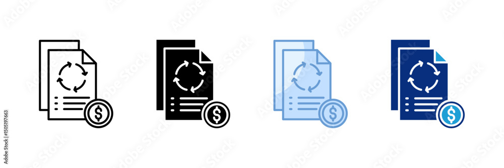 Aufkleber cash flow statement icon set multiple style collection