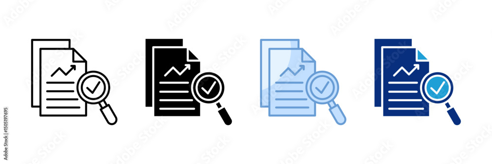 Poster audit review icon set multiple style collection