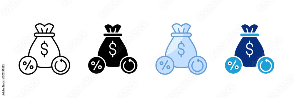 Poster tax returns icon set multiple style collection