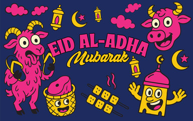 Bright and Playful Eid alAdha Mubarak Illustration