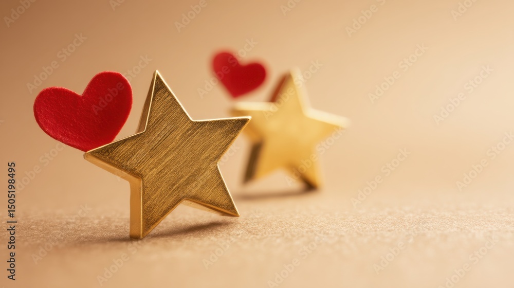 Poster culture metrics icon concept featuring two stars on a star chart with heart elements representing en