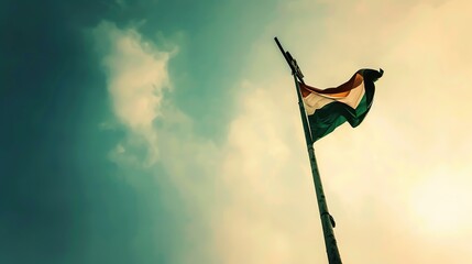 Republic Day Colored Flag Background: Myriad Banners Wave the National Flag, Painting a Magnificent Scroll of the Synchronization between Multicolored Splendor and Joyous Celebration