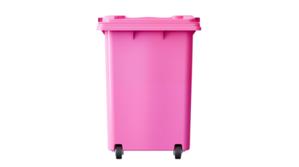 Pink Wheeled Waste Bin Isolated on white and transparent Background