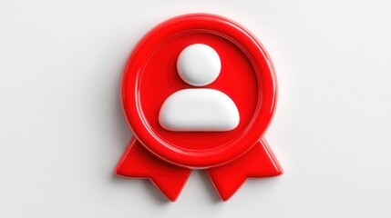 Red customer loyalty icon concept depicted as a ribbon badge symbolizing recognition and reward for loyal clients