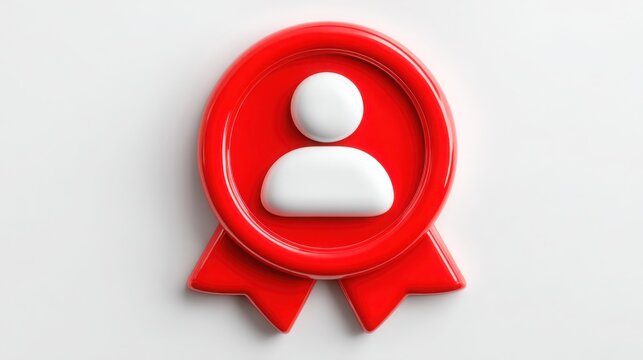 Red customer loyalty icon concept depicted as a ribbon badge symbolizing recognition and reward for loyal clients