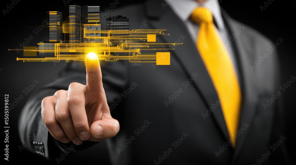 Poster digital talent management icon concept featuring a user icon surrounded by circular elements represe