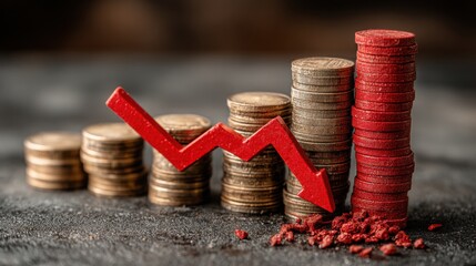 Drawdown depth meter icon concept featuring compact chart measuring financial drawdown levels and performance metrics