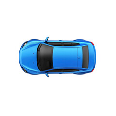 Blue Sedan Car Top View - Isolated on Transparent Background