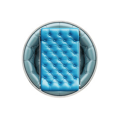 Top View of Luxurious Teal Circular Sofa with Button Tufting