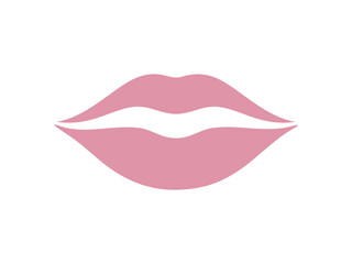 Beautiful sensual delicate pink lips, kiss, isolated on white, hand-drawn, vector illustration, flat design. A simple feminine element for decoration, design, labels, packaging of glitter, lipstick