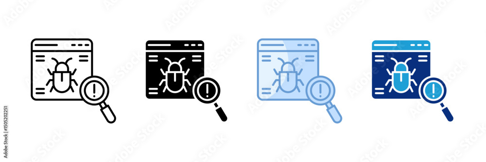 Poster bug tracking icon set multiple style collection