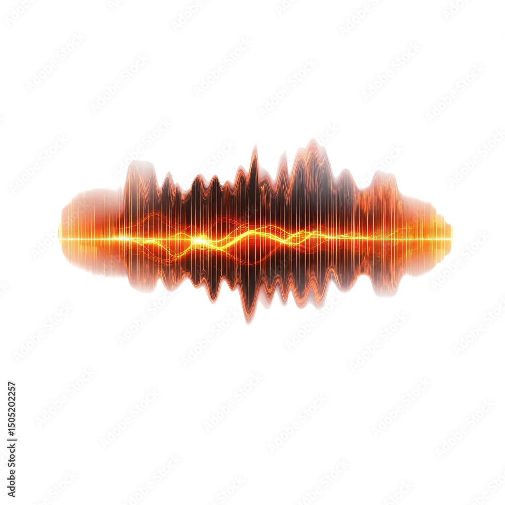 Poster captivating waveform dancing with fiery energy pulsating like a heartbeat on transparent background
