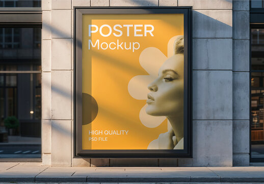 Outdoor Poster Frame Mockup On Wall Background
