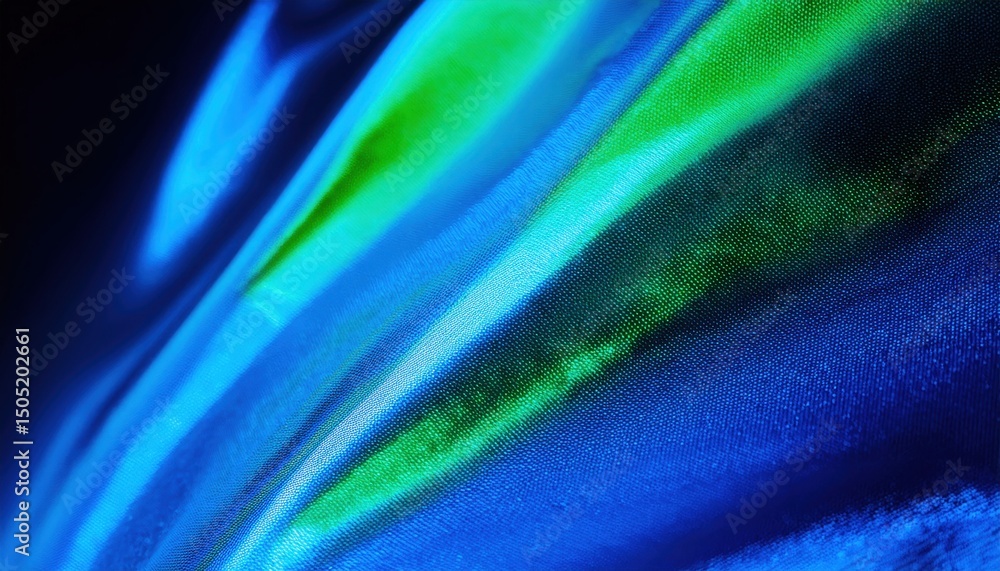 Aufkleber iridescent satin texture in neon blue and green hues with smooth light reflections ideal for web bac