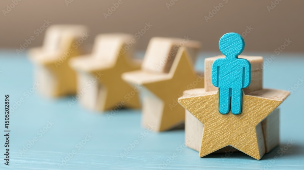 Aufkleber employee performance icon concept visualizing star rating above person representing evaluation of st