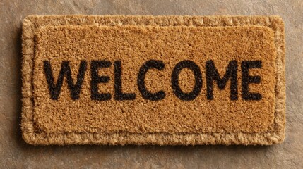 Employee onboarding icon concept depicting welcome mat symbolizing warm reception for new team members joining company