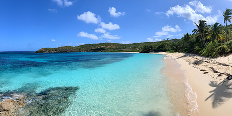 Obraz premium Tropical Beach with Crystal Clear Turquoise Water and White Sand