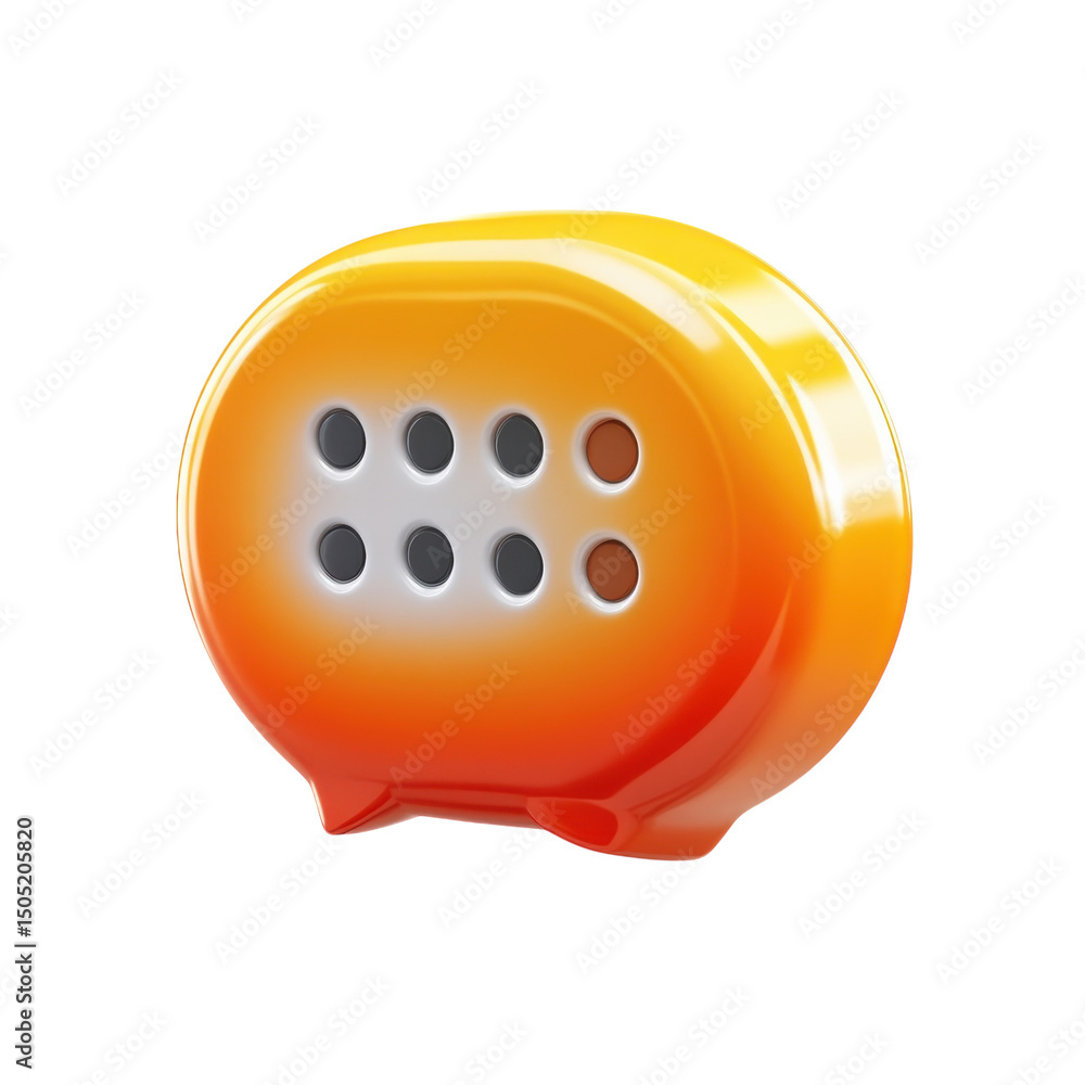 Poster a vibrant orange speech bubble symbolizing modern connection with a glossy on transparent background