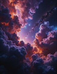 Fototapeta premium Abstract view of a cosmic nebula with colorful clouds and stars