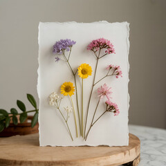 Pressed flower art print spring floral decor