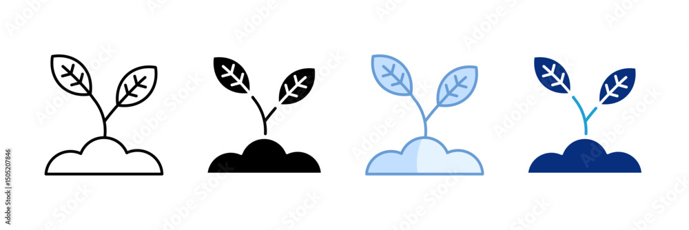 Poster seedling icon set multiple style collection