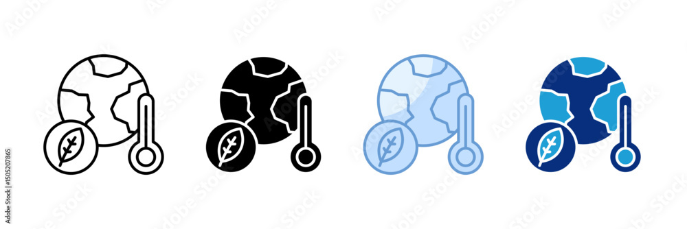 Poster climate action icon set multiple style collection