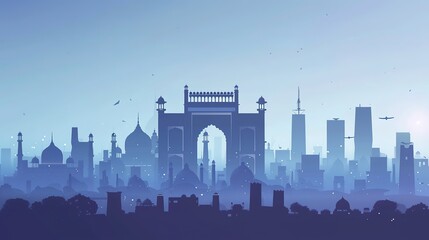 Republic Day City Background: Grand Buildings Mirror the National Flag, Painting a Timely Scroll of the Blending of Neon Brilliance and Patriotic Passion