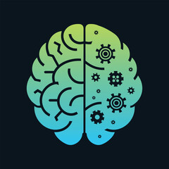 Artificial Intelligence Mind, Neuroscience Tech Symbol, Data Brain Processing