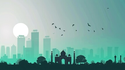 Republic Day City Background: Grand Buildings Mirror the National Flag, Painting a Timely Scroll of the Blending of Neon Brilliance and Patriotic Passion