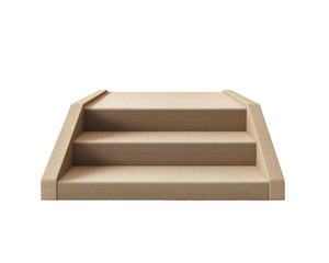 Three carpeted steps