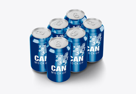 Six-Pack Cans Mockup