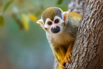Obraz premium Squirrel Monkey on Tree.