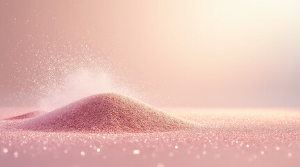 Delicate Pink Sand Mound with Soft Glowing Light and Sparkling Glitter Effect