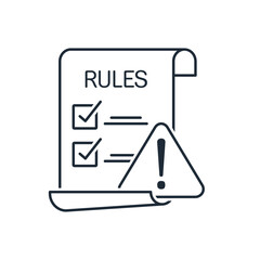 Rules and requirement. Mandatory compliance with regulations and laws. Vector linear icon illustration on white background.
