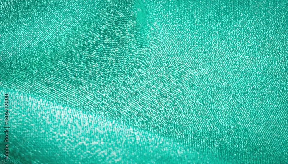 Leinwandbilder close-up of shiny teal textile texture with diagonal threads and soft sheen for web background, branding element, packaging design, or abstract digital artwork backdrop

