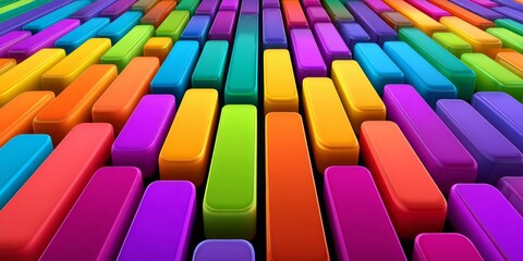 A 3D trading interface with colorful animated volume bars rising dynamically