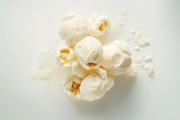 Seasoned Popcorn: Ranch Flavored White Cheese Popcorn Snack on White Background