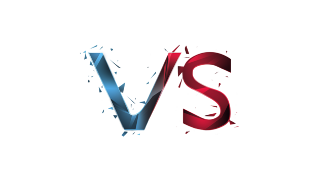 Shattered VS letters design element red blue competition game on white and transparent Background - Powered by Adobe
