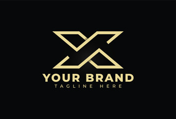 Obraz premium Initial X Cross Golden Lines Royal Letter Logo Design Element