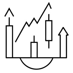 Business graph with an up arrow illustrating market growth and financial success