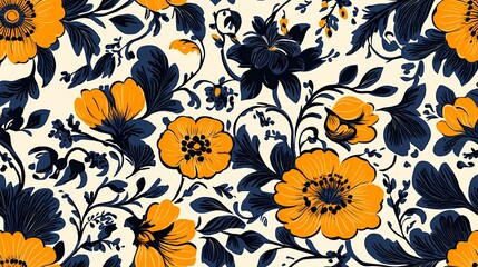 Classic Khokhloma seamless texture with floral curls and berries, perfect for folk-themed design and craft-based visuals.