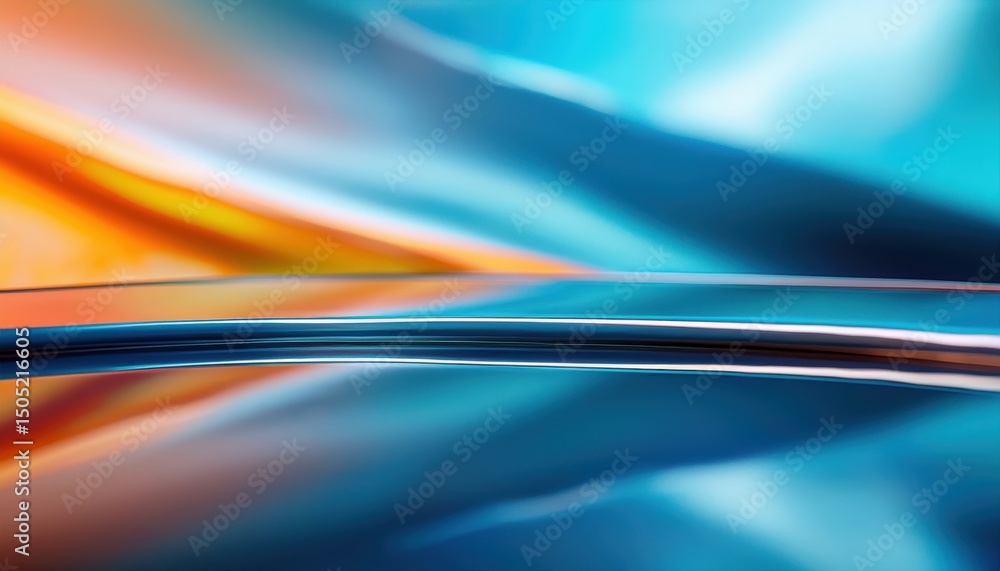 Poster vibrant abstract chrome edge with orange and blue light reflections for modern web layout, tech bran