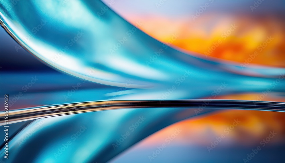 Poster vibrant abstract chrome edge with orange and blue light reflections for modern web layout, tech bran